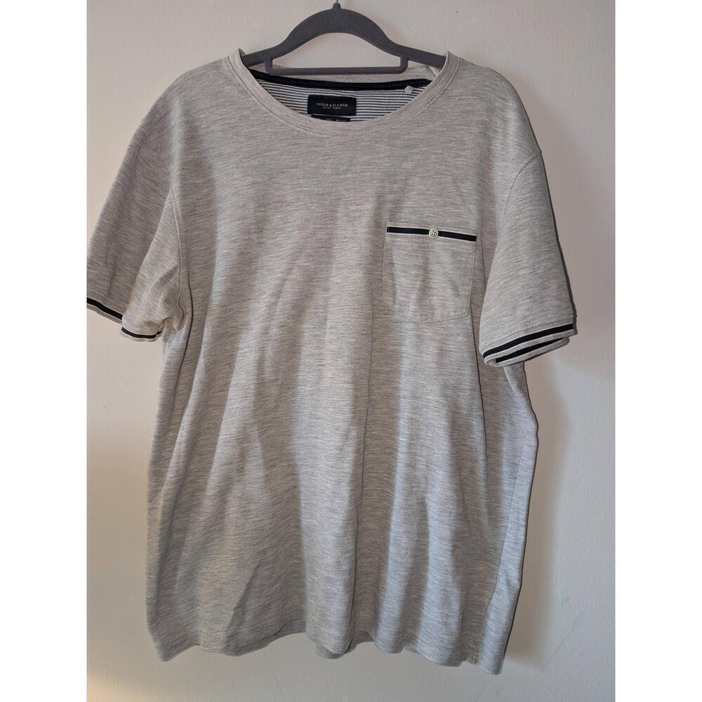 Denim And Flower Ricky Singh Mens TShirt Large Grey Short Sleeve Crew Neck